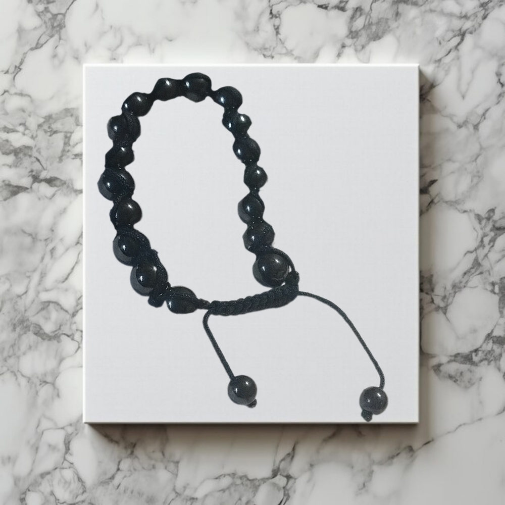 Dark Gray Adjustable Hematite Beaded Bracelet
